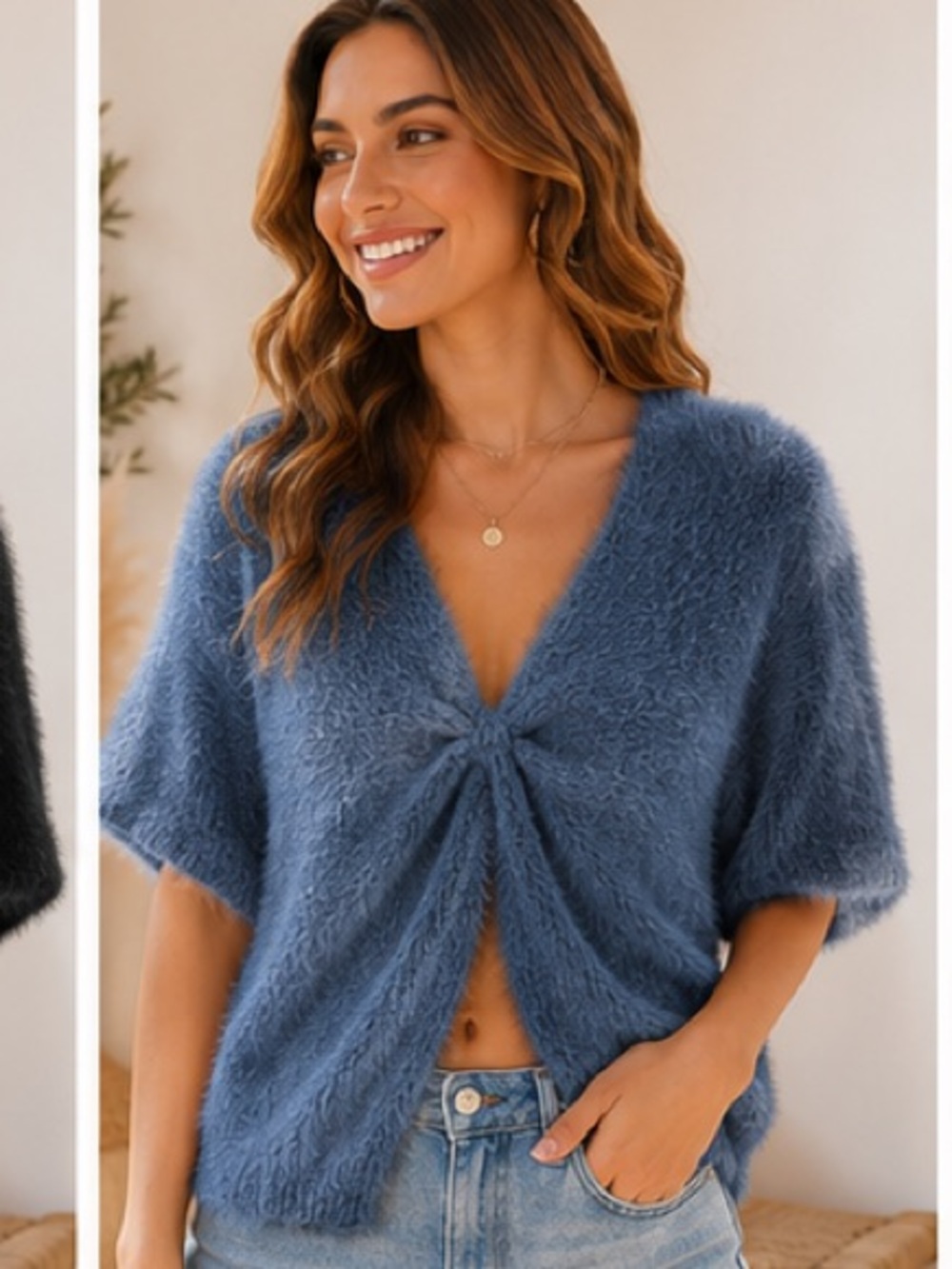 🇮🇹 Made in Italy Fuzzy Twist-Front Sweater - Picture 6 of 6